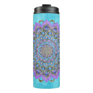 Bouteilles Isothermes Fleur de Vie - Mandala de style indien 2