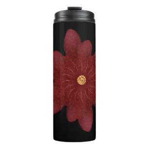 Bouteilles Isothermes Fleur élégante de velours rouge sur fond noir   Fl