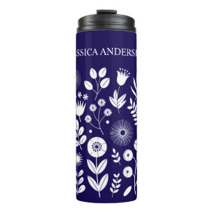 Bouteilles Isothermes Fleur sauvage Boho violet et blanc