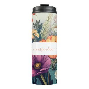 Bouteilles Isothermes Fleur sauvage personnalisé avec nom