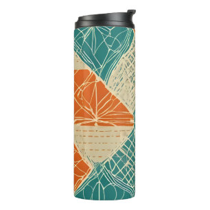 Bouteilles Isothermes Fleurs abstraites sarcelle, orange et beige