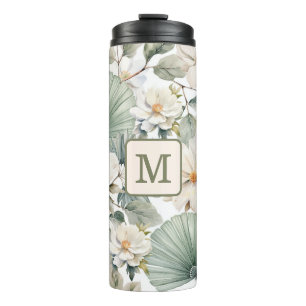 Bouteilles Isothermes Fleurs aquarelles à monogramme personnalisé