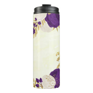 Bouteilles Isothermes fleurs blanches pourpre royal or botanique