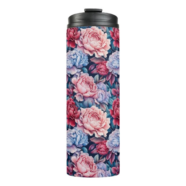 Bouteilles Isothermes Fleurs bleues et roses (Devant)