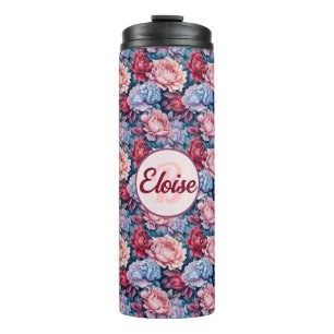 Bouteilles Isothermes Fleurs bleues et roses Personnalisées