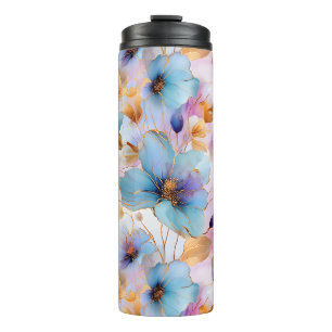 Bouteilles Isothermes Fleurs bleues éthérées dans les pastels doux Encre