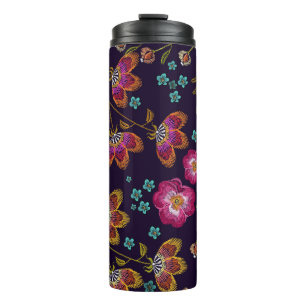 Bouteilles Isothermes Fleurs brodées : mode sans couture motif