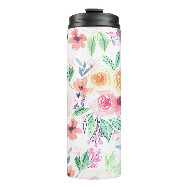 Bouteilles Isothermes Fleurs d'aquarelle et feuilles (Devant)