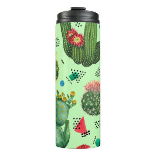 Bouteilles Isothermes Fleurs de cactus : Aquarelle Arrière - plan géomét