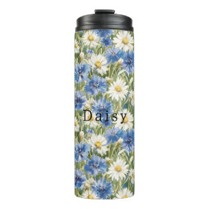 Bouteilles Isothermes Fleurs de marguerite bleue blanche