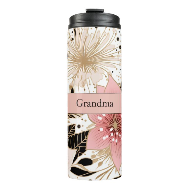 Bouteilles Isothermes Fleurs de Noël Grandma Blanche Rose (Devant)