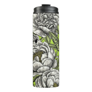 Bouteilles Isothermes Fleurs de pivoines blanches et moisissures