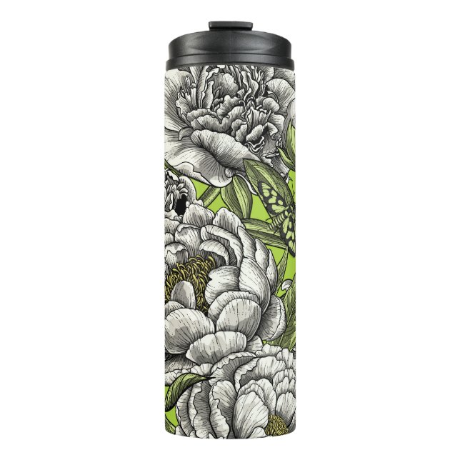 Bouteilles Isothermes Fleurs de pivoines blanches et moisissures (Devant)