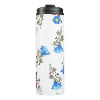 Bouteilles Isothermes Fleurs de printemps rose Aquarelle Botanique
