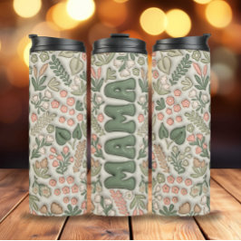 Bouteilles Isothermes Fleurs de saumons verts 3d Mama gonflée