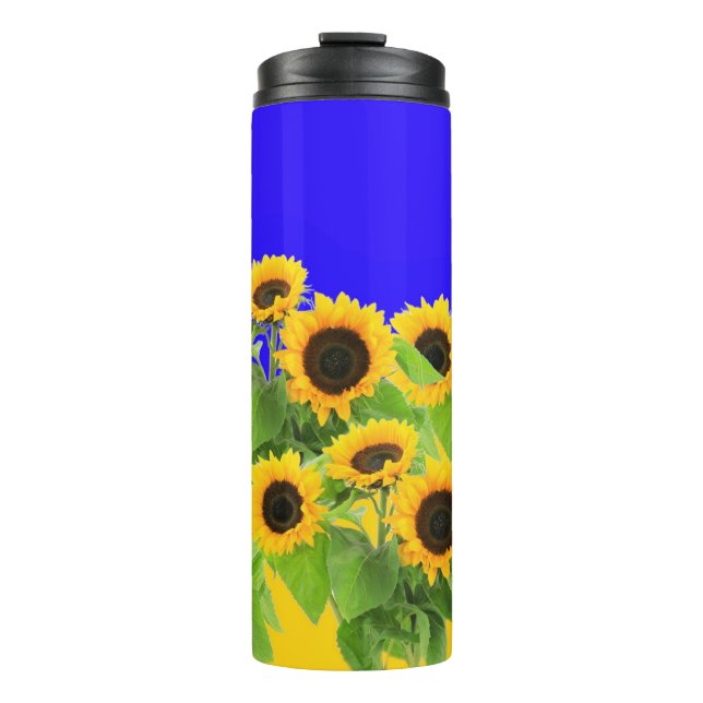 Bouteilles Isothermes Fleurs de soleil - Liberté Ukraine Paix drapeau uk (Devant)