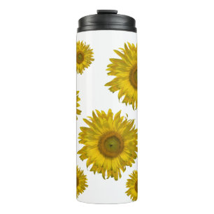 Bouteilles Isothermes Fleurs de soleil rayées jaunes