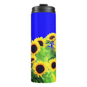Bouteilles Isothermes Fleurs de soleil Tumbler thermique Ukraine Drapeau