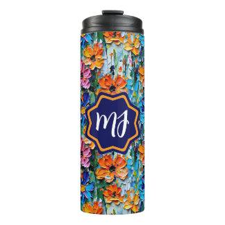 Bouteilles Isothermes Fleurs de style Impasto dans un monogramme coloré