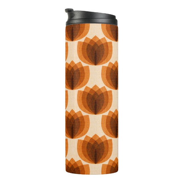 Bouteilles Isothermes Fleurs de tulipe orange rétro (Tourné sur la droite)