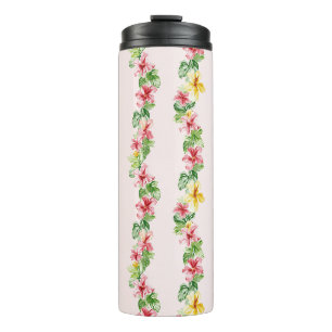 Bouteilles Isothermes Fleurs d'Hibiscus rose jaune tropical