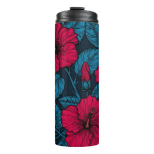 Bouteilles Isothermes Fleurs d'hibiscus rouges