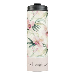 Bouteilles Isothermes Fleurs d'orchidée rose blush vert Amour