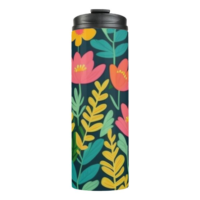 Bouteilles Isothermes Fleurs feuilles design coloré (Devant)