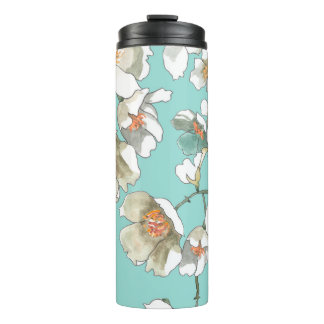 Bouteilles Isothermes Fleurs Jasmin : Aquarelle Turquoise clair