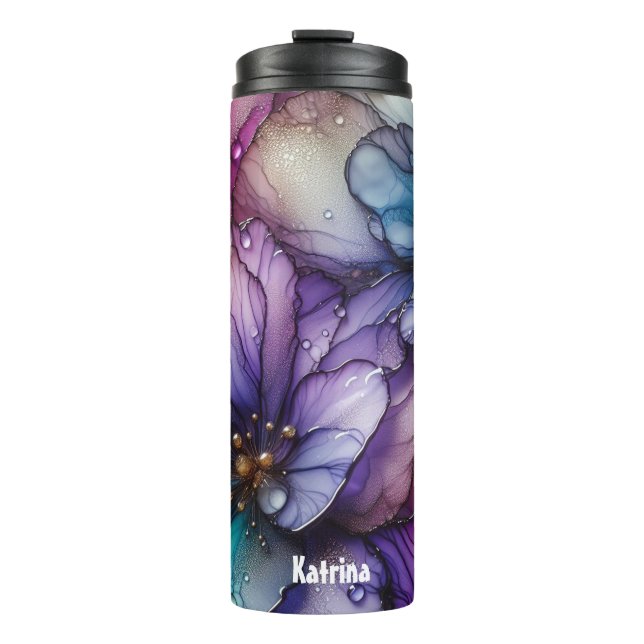 Bouteilles Isothermes Fleurs Lilac Iridescentes Modernes (Devant)