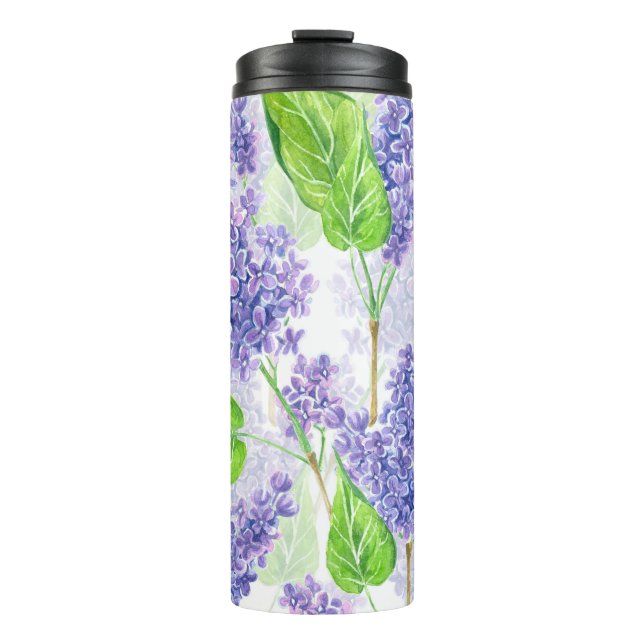 Bouteilles Isothermes Fleurs lilas aquarelles (Devant)