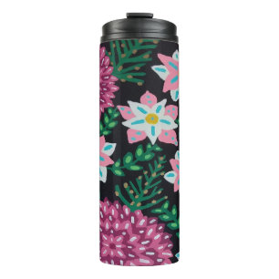 Bouteilles Isothermes Fleurs magenta sur le noir