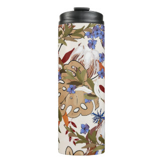 Bouteilles Isothermes Fleurs pastel fleurissant lis de feuilles verts. R