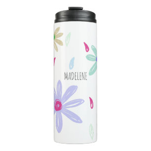 Bouteilles Isothermes Fleurs Pastel   Nom Monogramme