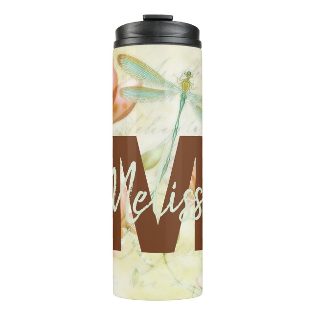 Bouteilles Isothermes Fleurs personnalisées et libellule (Devant)