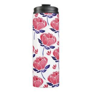 Bouteilles Isothermes Fleurs printanières, aquarelle motif sans couture.