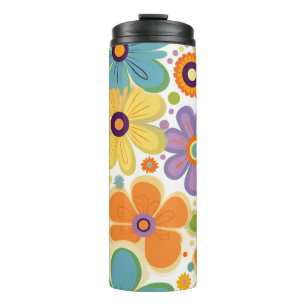 Bouteilles Isothermes Fleurs rétro Lilac orange et vert