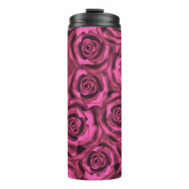 Bouteilles Isothermes Fleurs roses satinées rose rose sans couture (Devant)