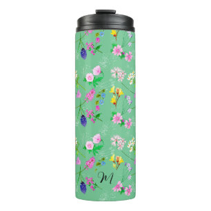 Bouteilles Isothermes Fleurs sauvages délicieux en vert menthe. Personna