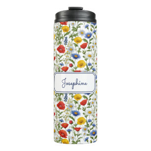 Bouteilles Isothermes Fleurs sauvages Motif Floral Coloré Nom personnali