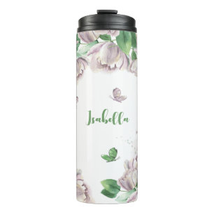 Bouteilles Isothermes fleurs violettes verdure papillons 