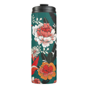Bouteilles Isothermes Floral blanc-orange : illustration vintage sans so