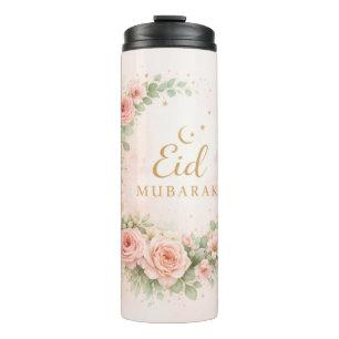 Bouteilles Isothermes Floral Eid Mubarak – Cadeau Islamique Rose Pâle
