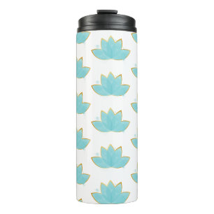 Bouteilles Isothermes Floral Lotus Seafoam Blue & Faux Gold