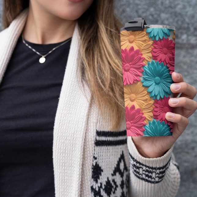 Bouteilles Isothermes Floral rose 3D (colorful 3D Gerbera Tumbler )