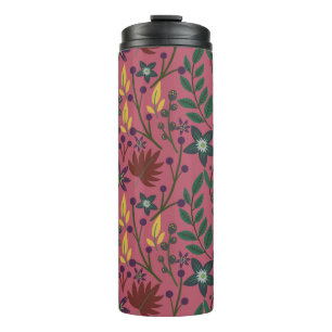 Bouteilles Isothermes Flore sans couture motif fleurs rose feuille branc