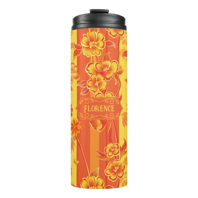 Bouteilles Isothermes Florence Floral jaune et orange (Devant)