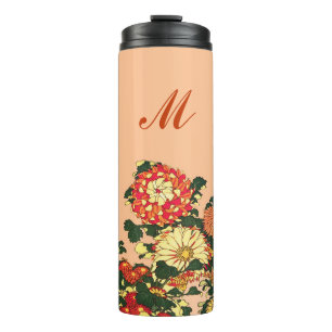 Bouteilles Isothermes Flower Border, mandarin orange et or
