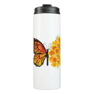 Bouteilles Isothermes Flower Butterfly with Yellow California Poppy