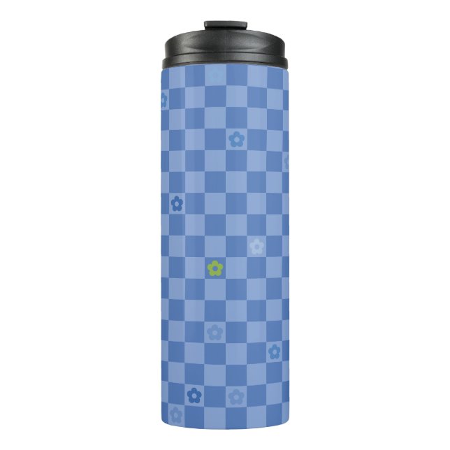 Bouteilles Isothermes Flower Checkered Pattern No. 01 - Light Blue (Devant)